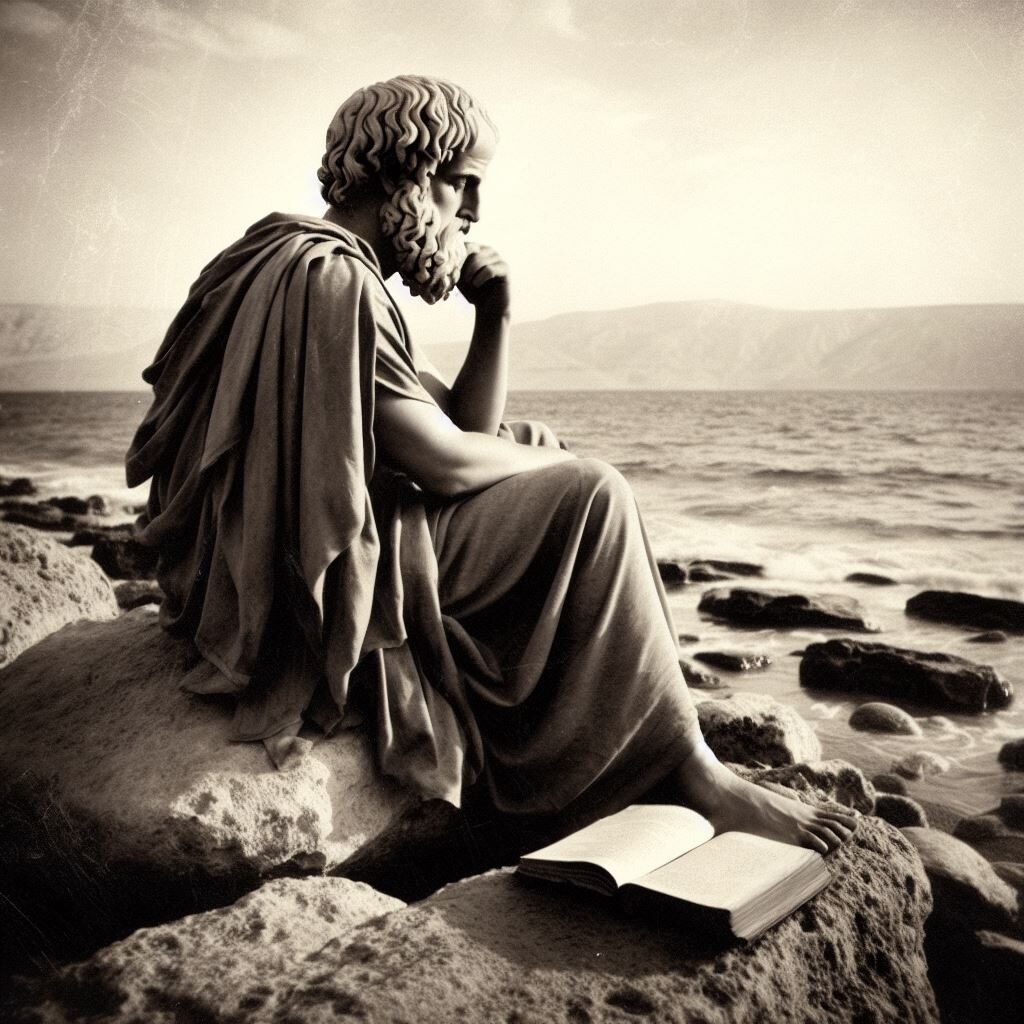 Holt-tenger partján ül Arisztotelész