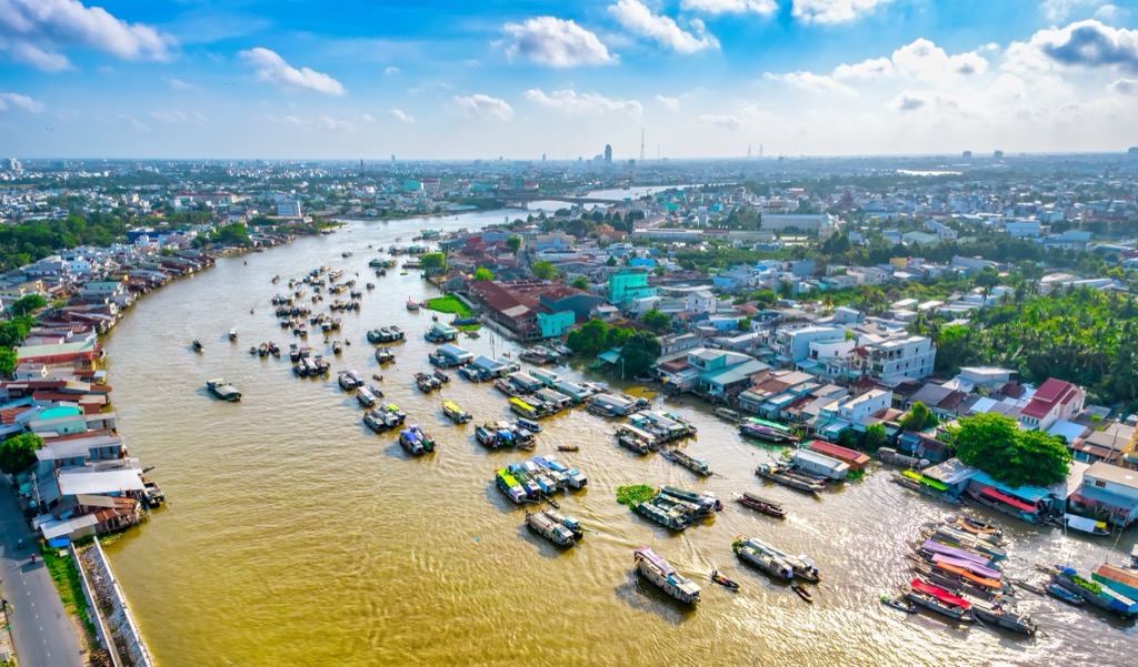 Cai Rang a legnagyobb úszópiac a Mekong-delta vidékén