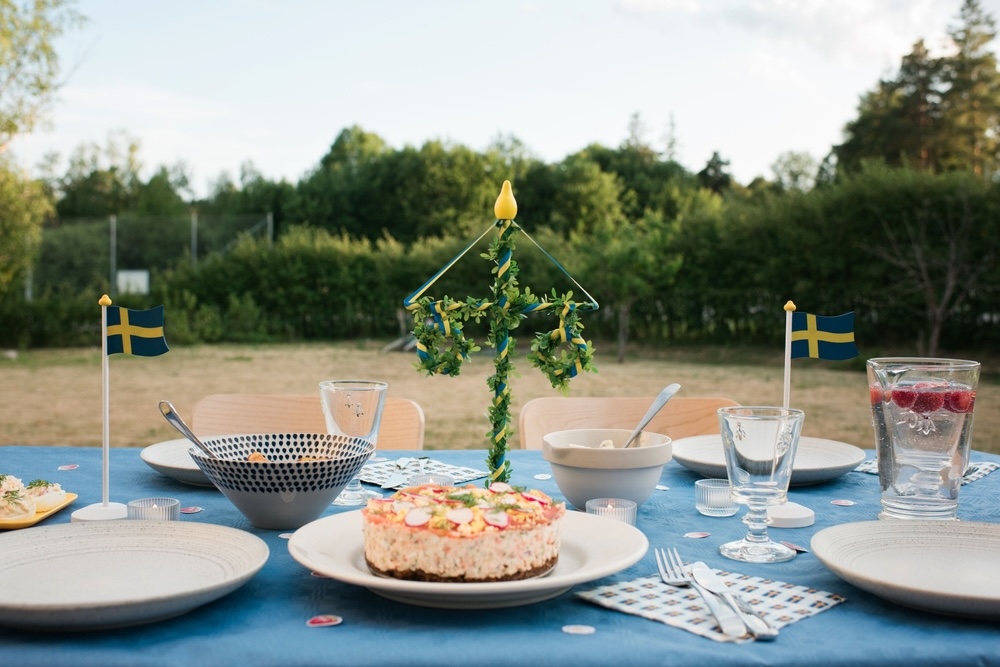 Svéd Midsommer asztal