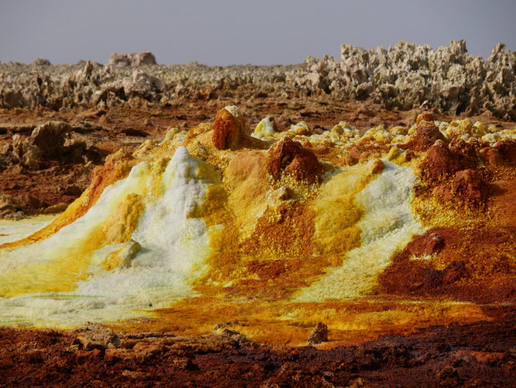 Dallol savas, kénes vasas, sós formái