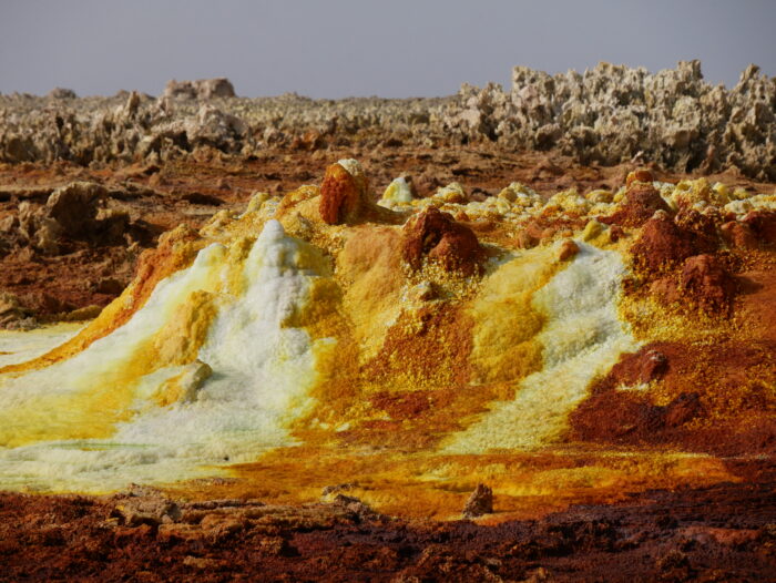 Dallol savas, kénes vasas, sós formái